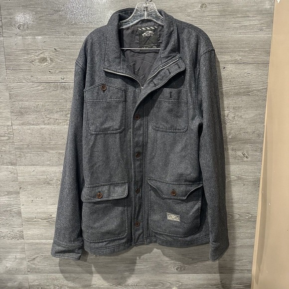 Vans Skate Off The Wall Chore Coat Jacket Men’s XL Wool Blend Grey Zip Button - Picture 1 of 12